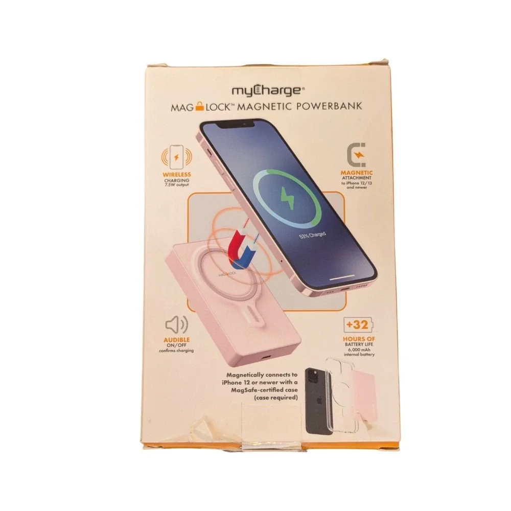 C8. MyCharge Maglock Magnetic Powerbank For iPhone 12/Newer W/ Magsafe, 6000 mAh